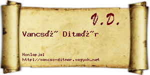 Vancsó Ditmár névjegykártya